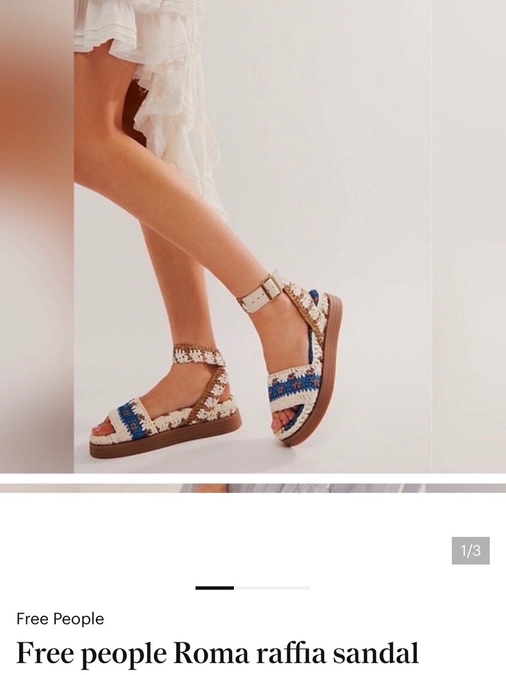 Free People Roma Raffia Sandal — Natural & Blue Accent